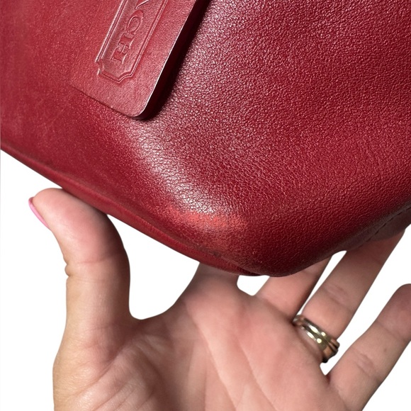 Vintage COACH 9846 Shoulder Bag Red Leather Small Legacy Hampton Tote 90s - Picture 11 of 16